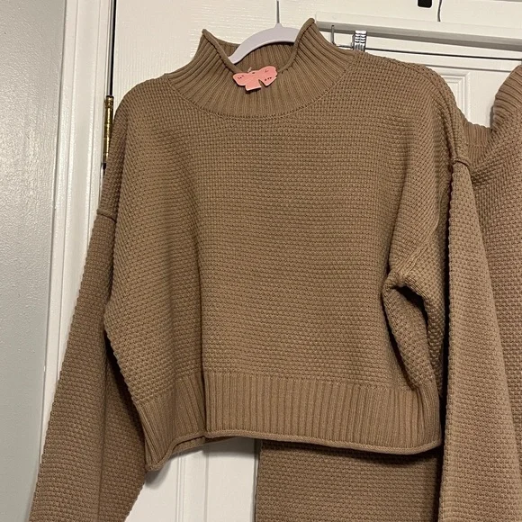 Cozy Tan Knit Sweater and Skirt Set - Picture 2 of 5